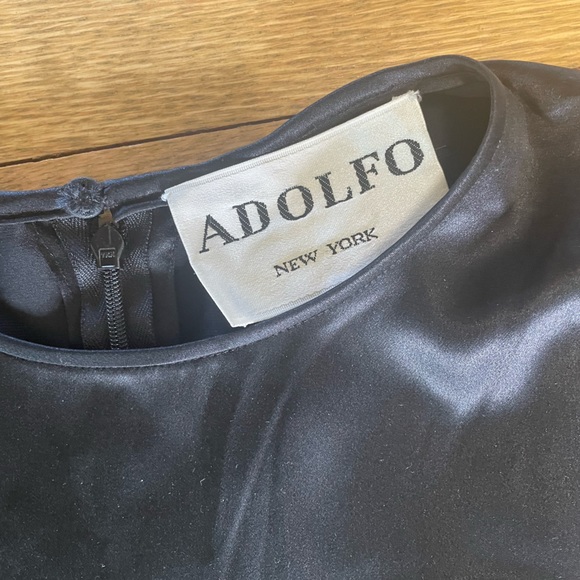 ADOLFO NEW YORK - Authentic Union Made VTG Classic Black Silk Long Sleeve Blouse - Picture 2 of 12